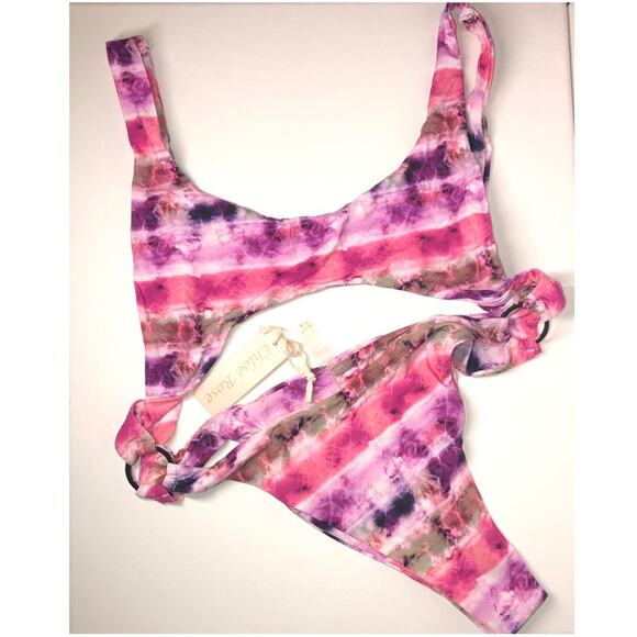 Chloe Rose xRevolve Pink Purple Tie Dye 1pc Suit Size Small - Picture 3 of 7